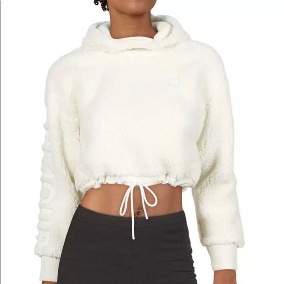 Under Armour Off White Be Seen Sherpa Crop Hoodie Womens XL New Fast Shipping - Picture 1 of 7